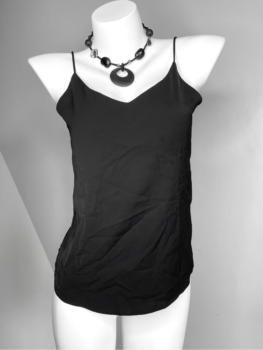 Black Spaghetti Strap V-Neck Cami Top